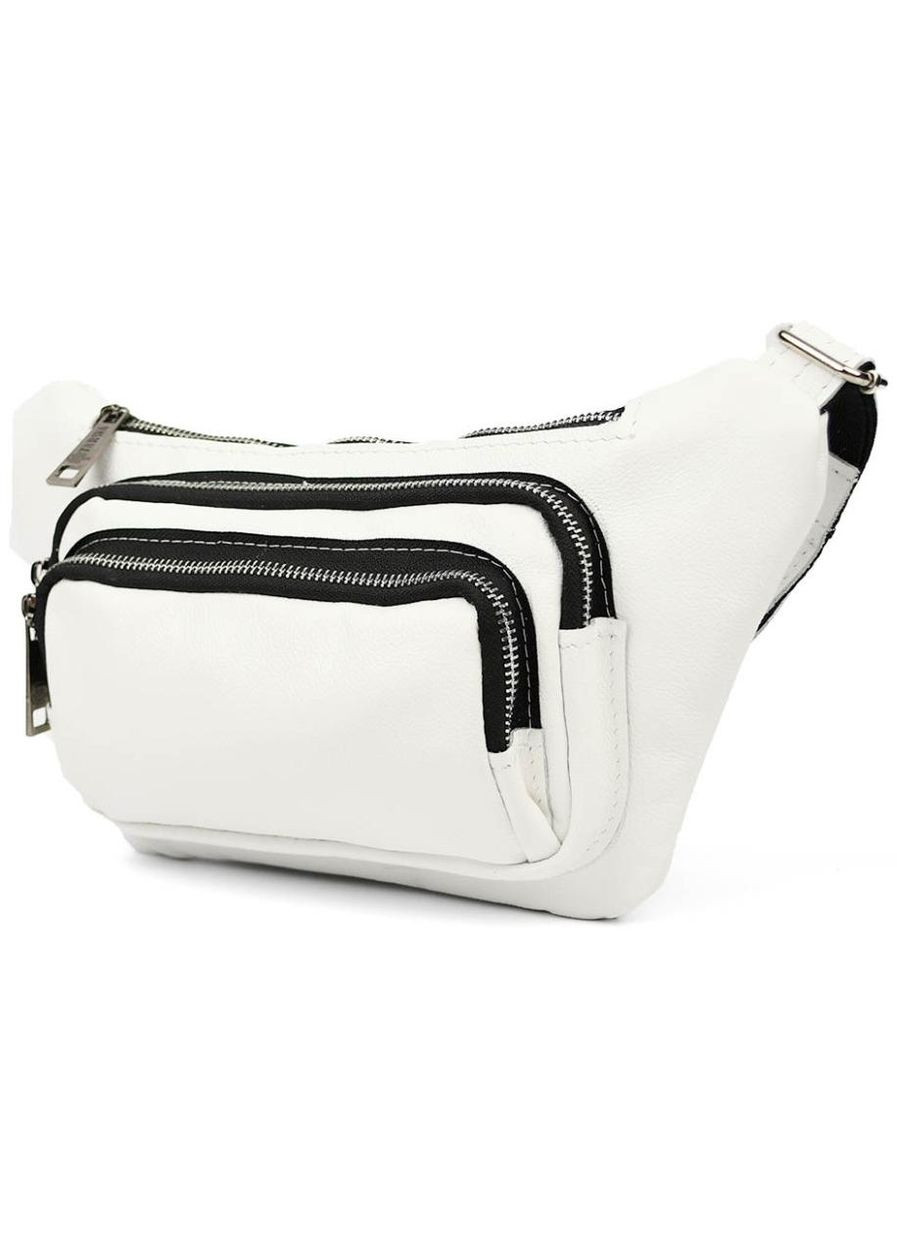 Сумка поясна бананка жіноча з натуральної шкіри середня Білий 38400 TARWA (352165960)