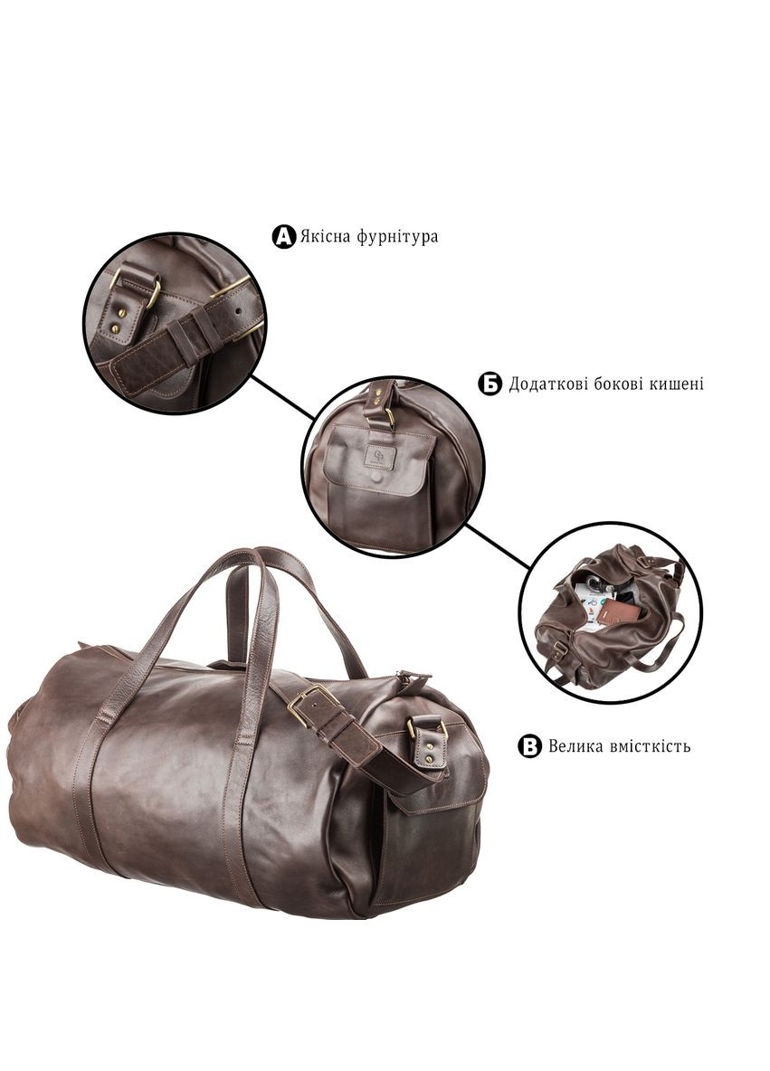 Сумка дорожня Grande Pelle коричнева з натуральної шкіри (sku_11044) No Brand (327819551)
