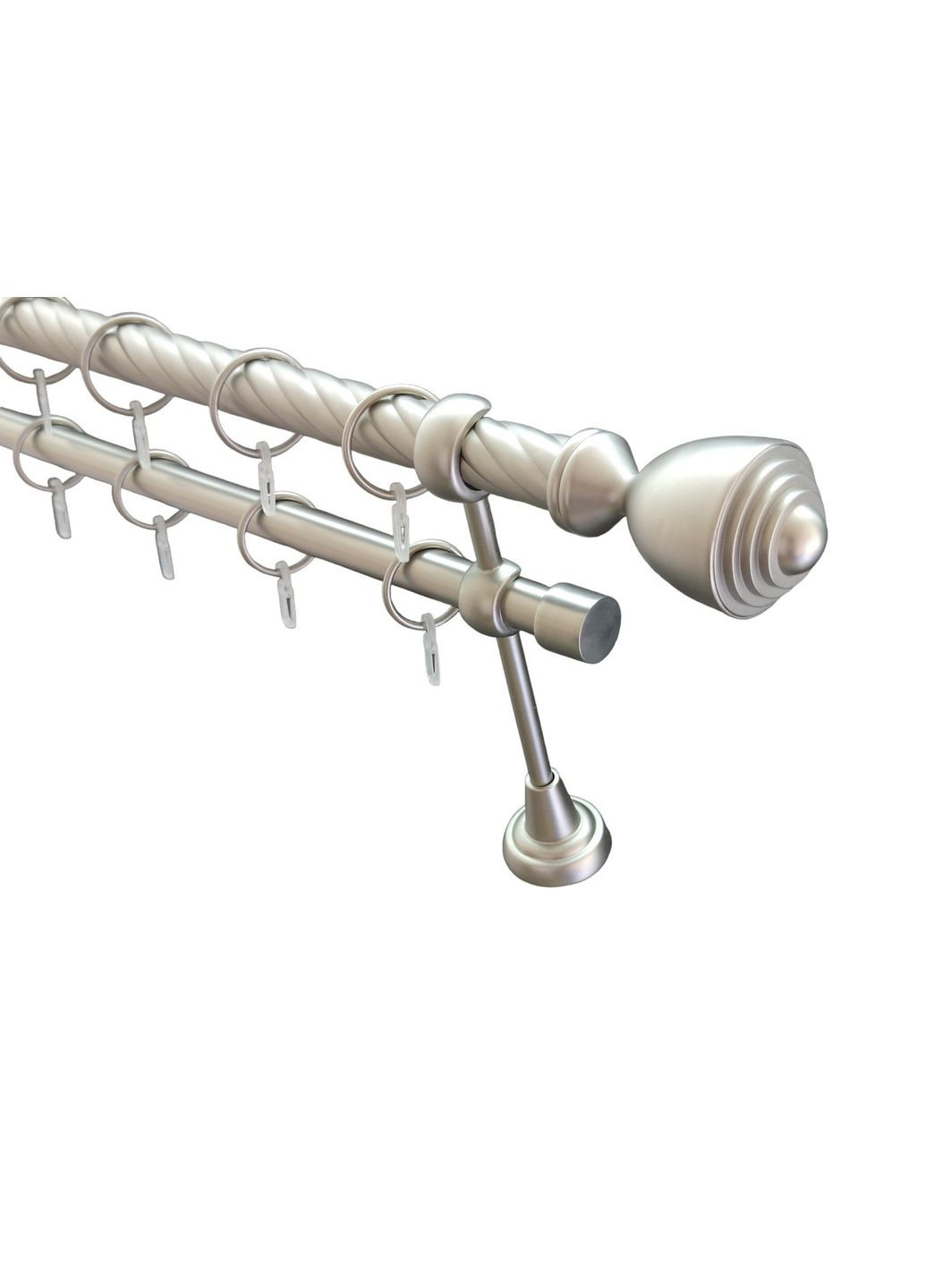 Карниз для штор Афина металлический двухрядный витая труба кольцо металлическое Серый 25\19 мм 300см ORVIT (299335048)