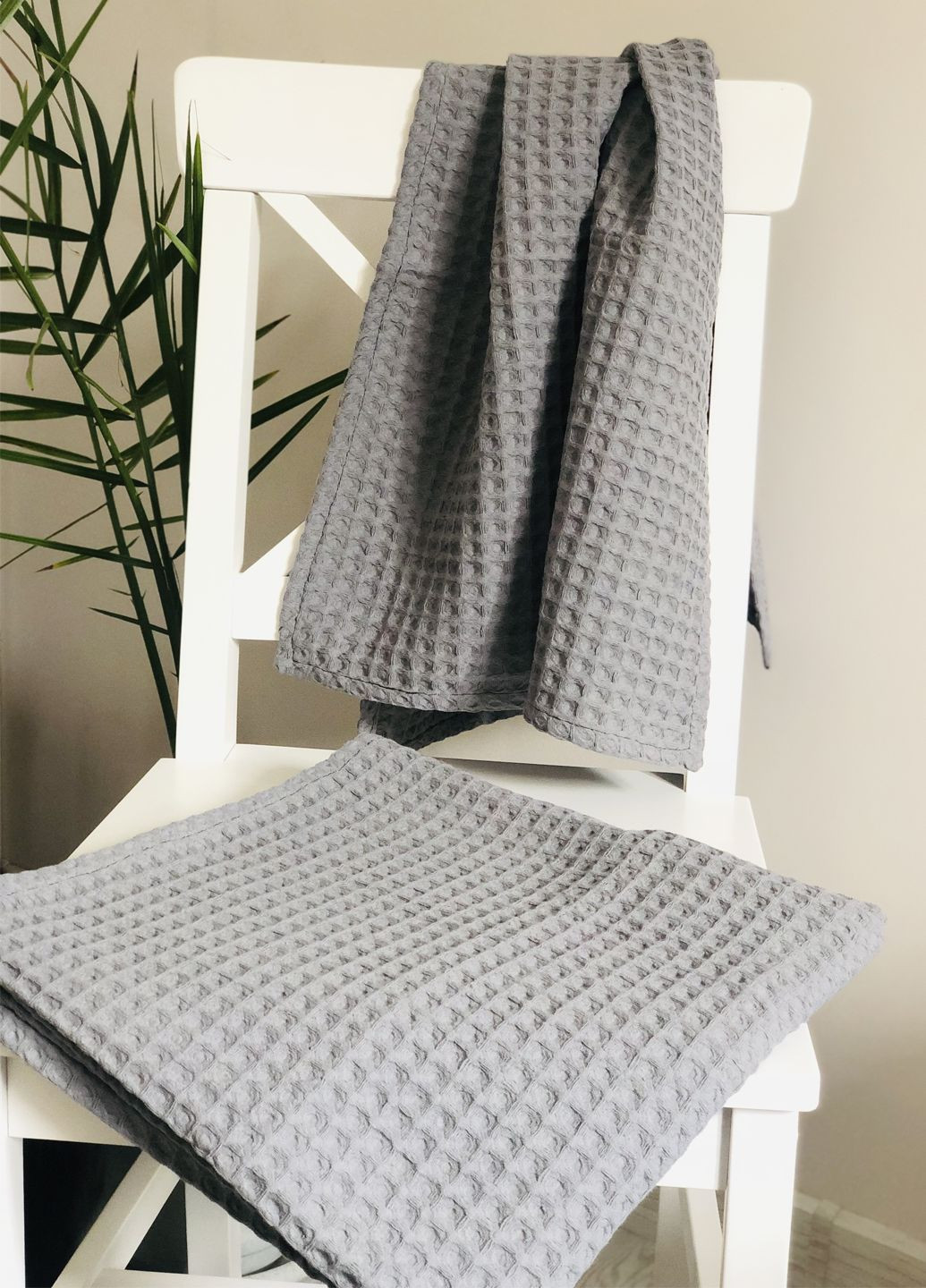 Вафельное полотенце для бани и душа, размер 70×140 см Vishnya темно-серый