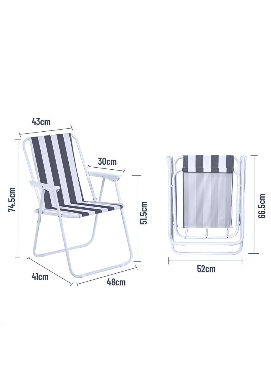 Стілець складаний туристичний для риболовлі крісло розкладне до 100 кг Чорний з білим No Brand (360867087)