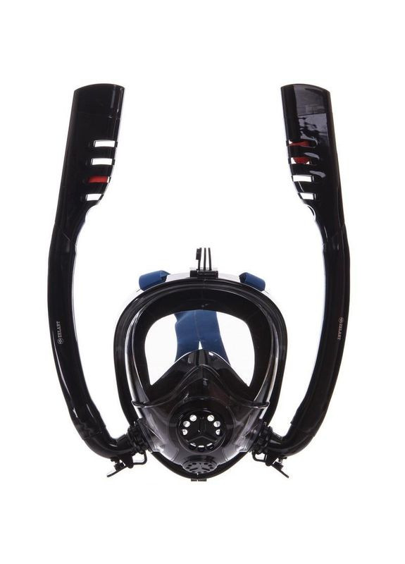 Маска для снорклинга з диханням через ніс з двома трубками M507-L M чорний Zelart (311568691)