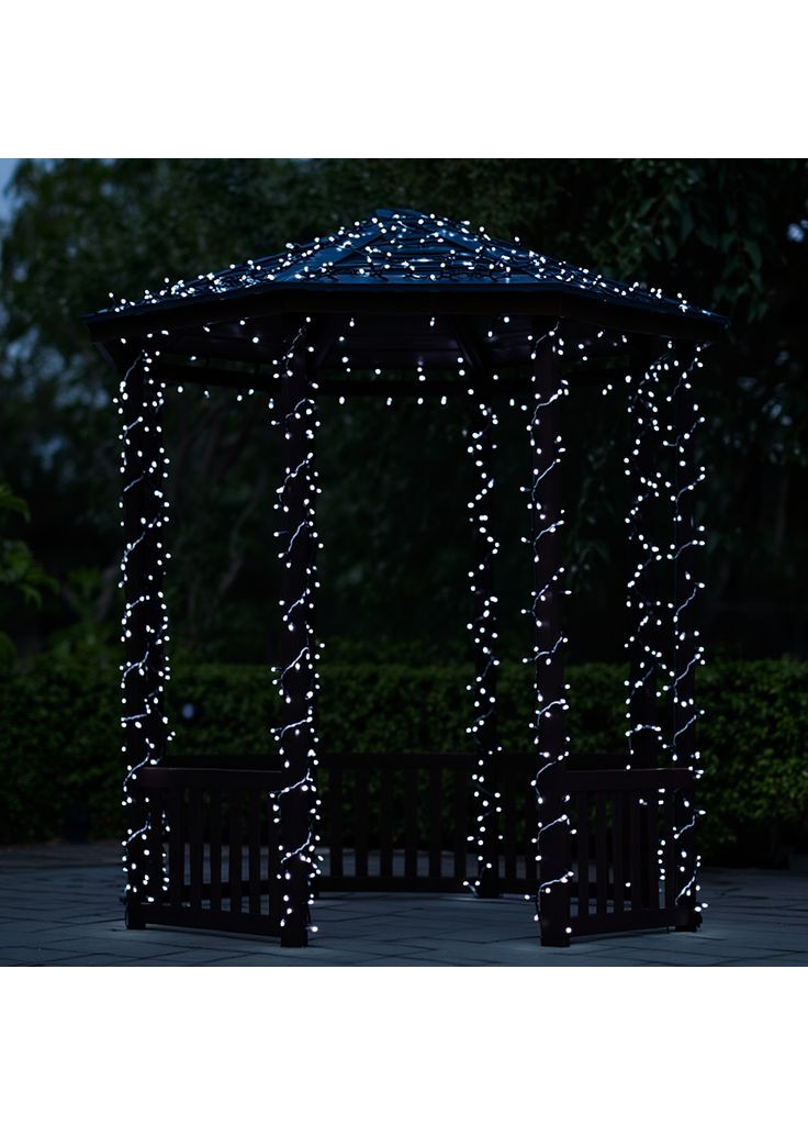 Новорічна гірлянда вулична 30 м 300 LED з сонячною батареєю чорний провід Білий SB300L30MBW Jooki (366037856)