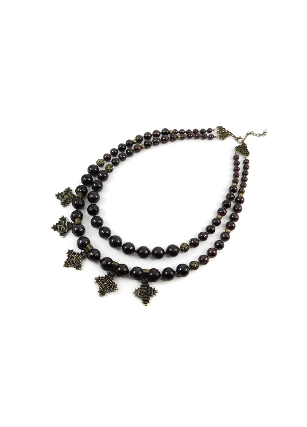 Эксклюзивные бусы "Звездная" Гранат сфера, 2 ряда Fursa fashion (331155847)