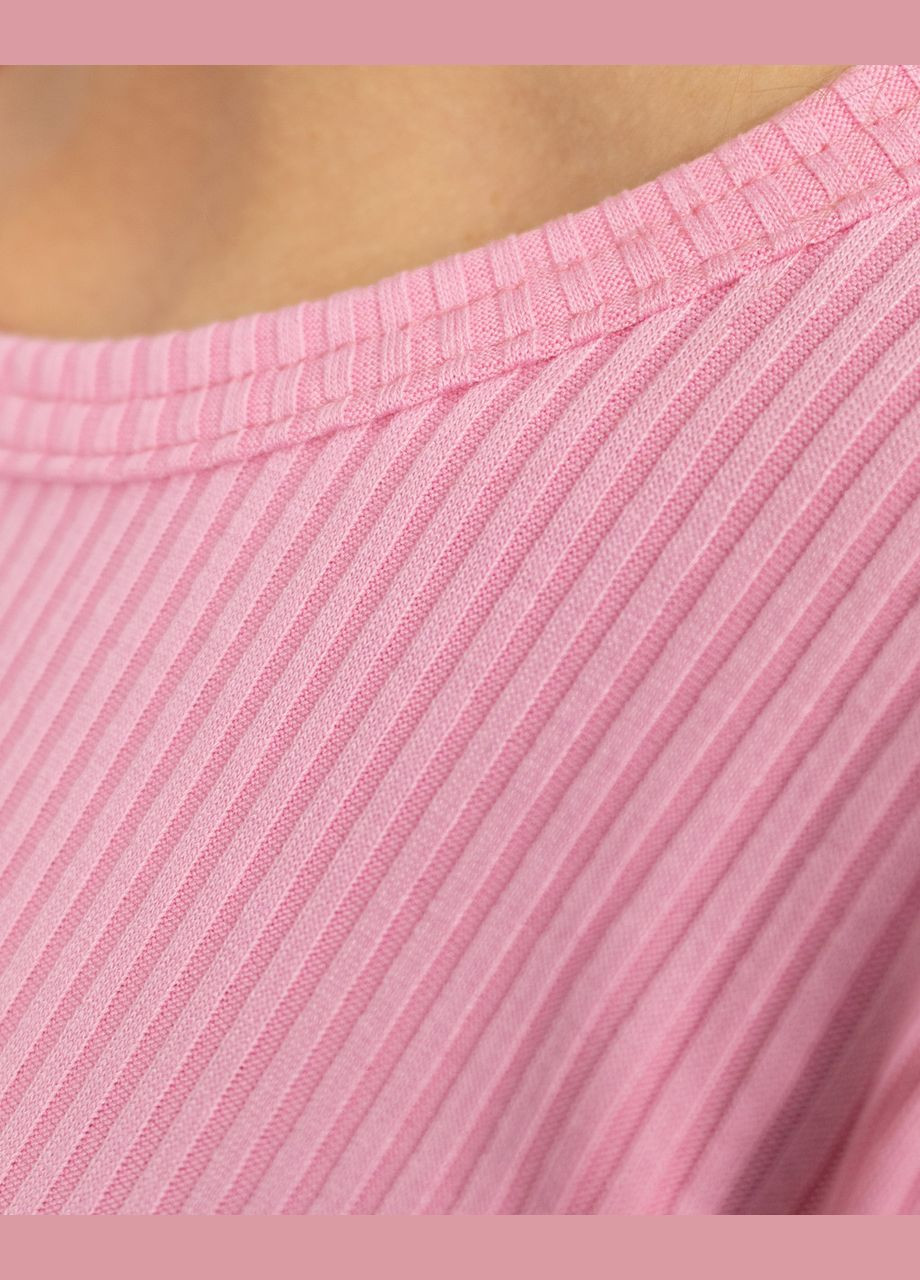 Светло-розовая всесезон пижама женская рубчик футболка с шортами светло-розовый Maybel