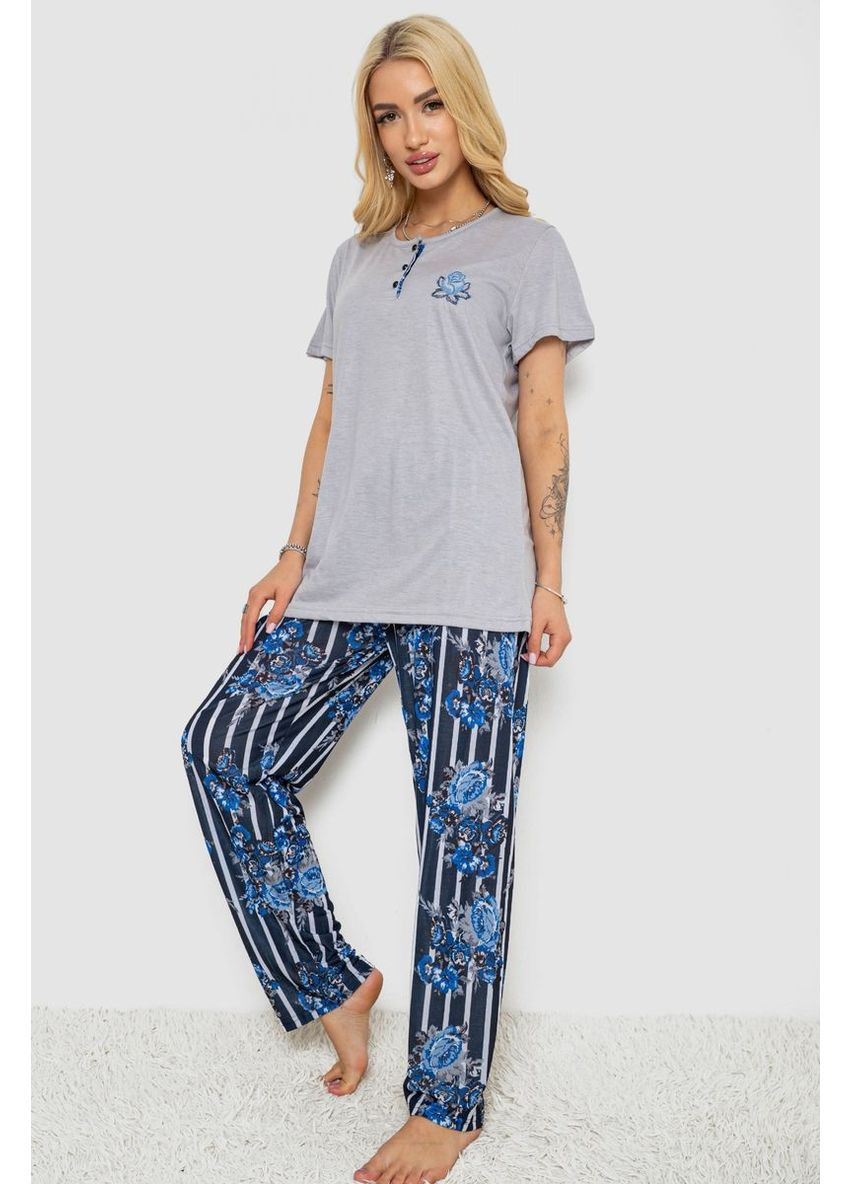 Серая женская пижама с принтом, 243r5886 Stil Moda