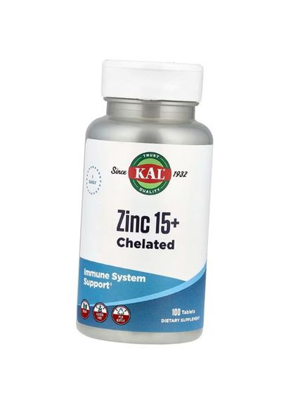 Цинк Хелат плюс бетаїн та мінерали, Zinc Chelated 15, 100таб (36424045) KAL (367108397)