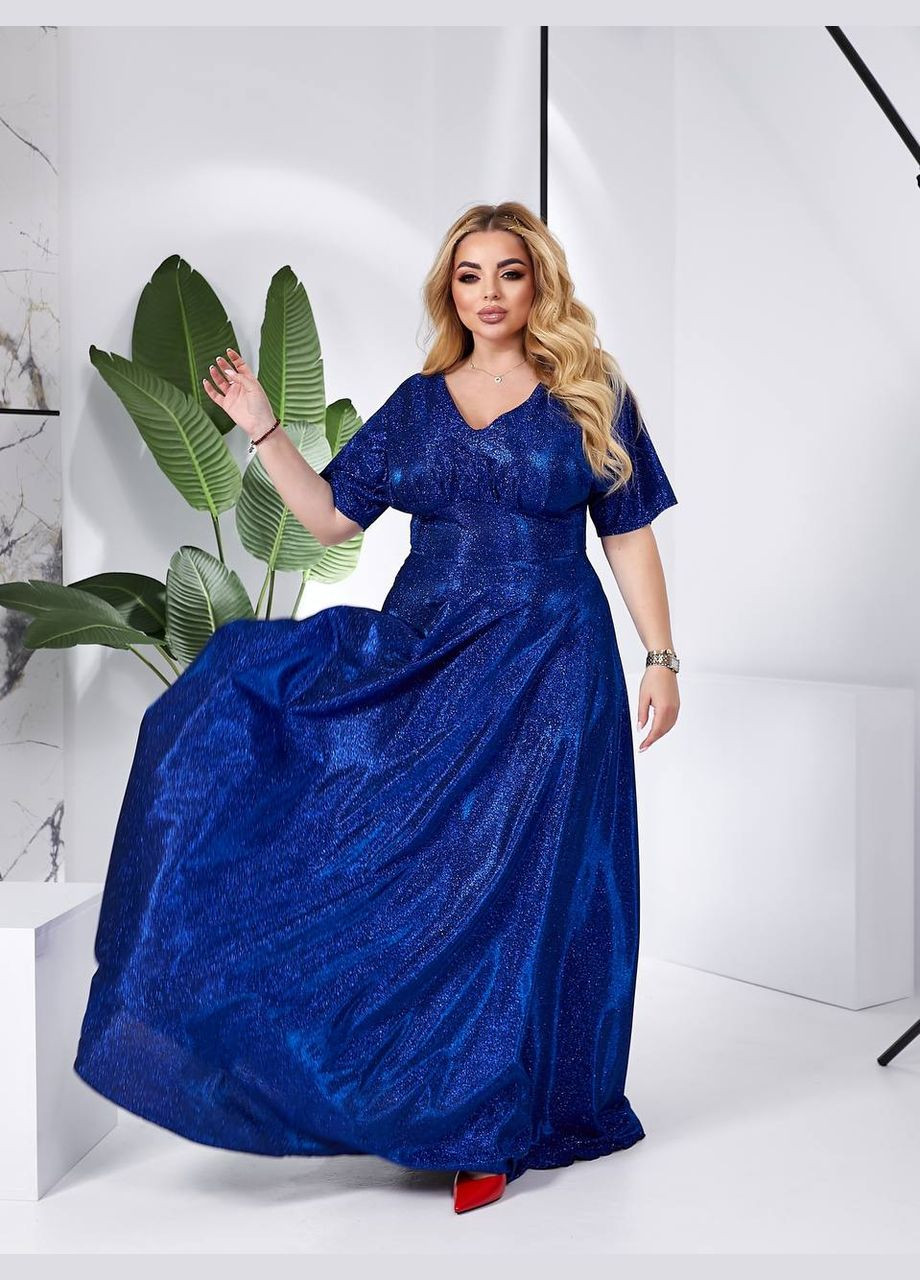 Синя жіноча сукня міді із глітера колір електрик р.50/52 454009 New Trend