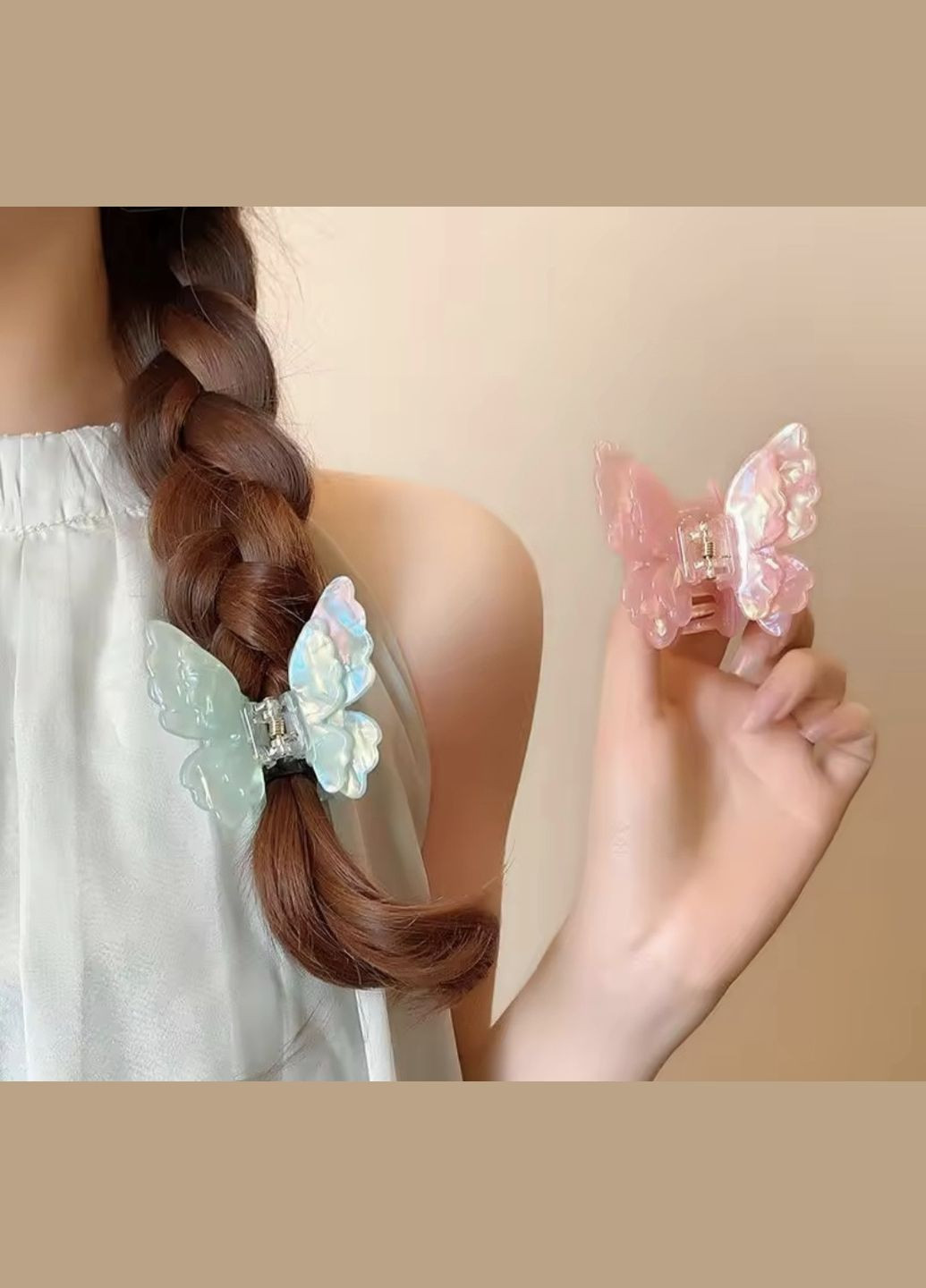 Заколка-крабик бабочка с двойными крылышками China (356567239)