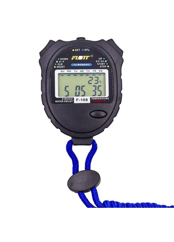 Секундомір 10 результатів пам'яті (пластик, електронний) (F-108) Flott (361439756)