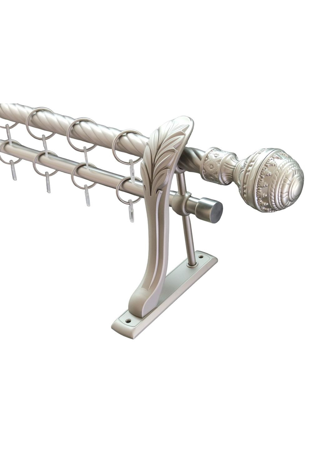 Карниз для штор Гоа металевий дворядний ретро кручена труба кільце металеве Сатин 25\19 мм 240см ORVIT (299335443)