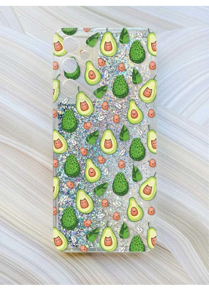 Чохол з плаваючими блискітками на Samsung Galaxy M34 5G Сріблястий:: Авокадо з котиками (принт 301) CASE CONTROL (360674813)
