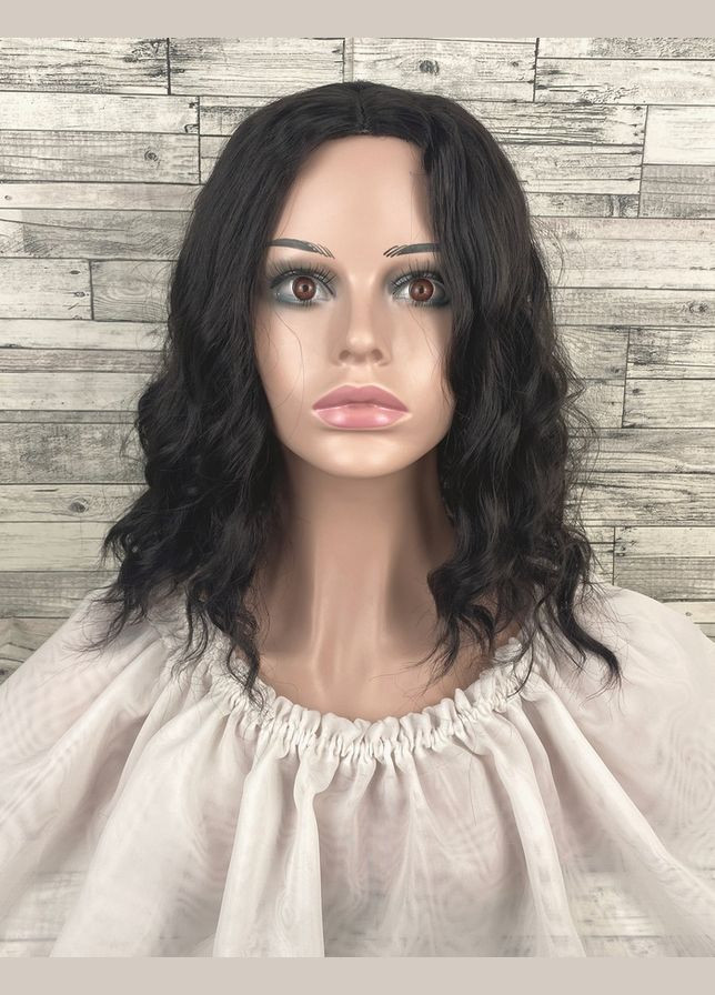 Парик черный волнистый с пробором удлиненное каре 40см No Brand 3796 (321115247)