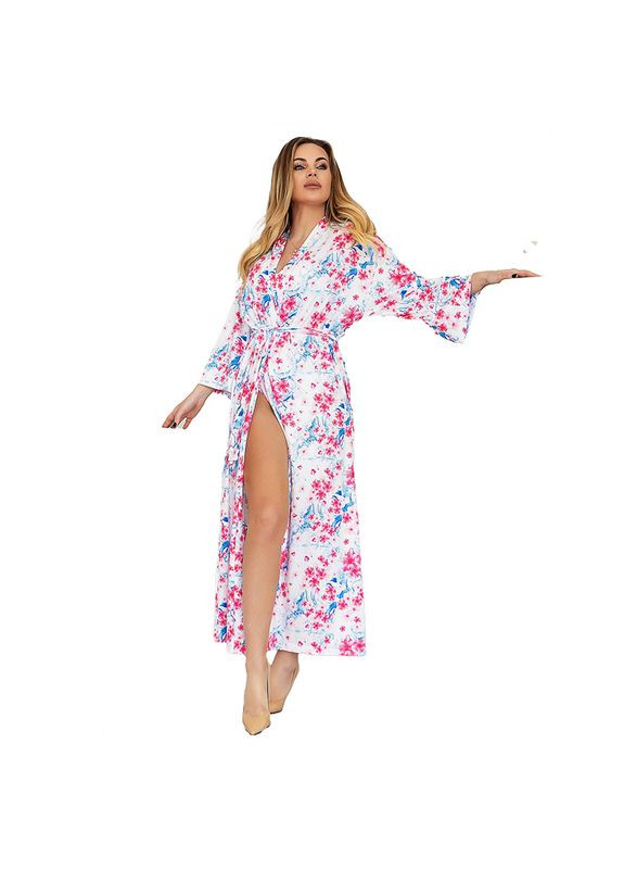 Длинный халат XA2-Q135 Бело-розово-голубой, (06399940) TOTALFIT (323036524)