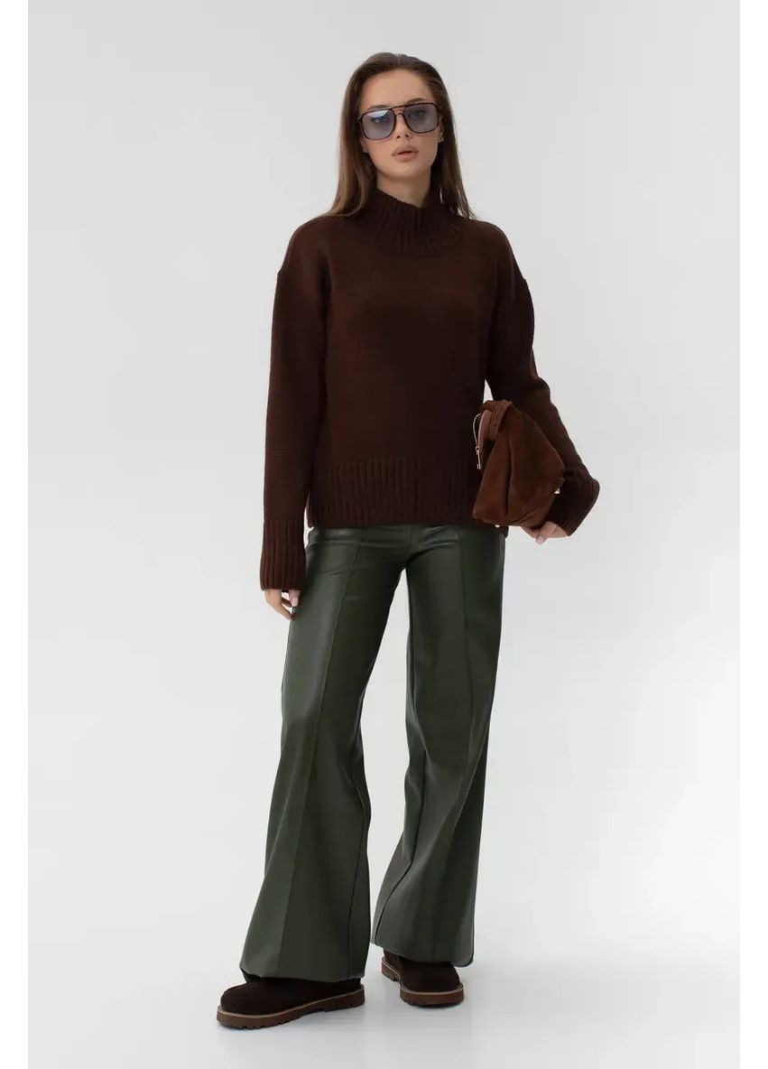 Коричневый демисезонный свитер женский вязаный regina коричневый Sewel