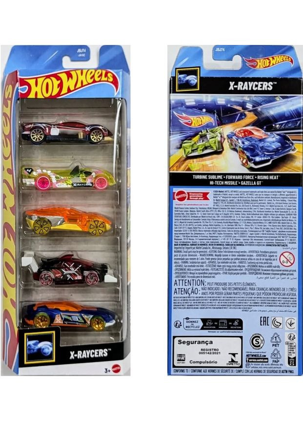 X-Raycers Хот Вілс Прозорі гонщики Подарунковий набір з 5-ти машинок Hot Wheels (365251374)