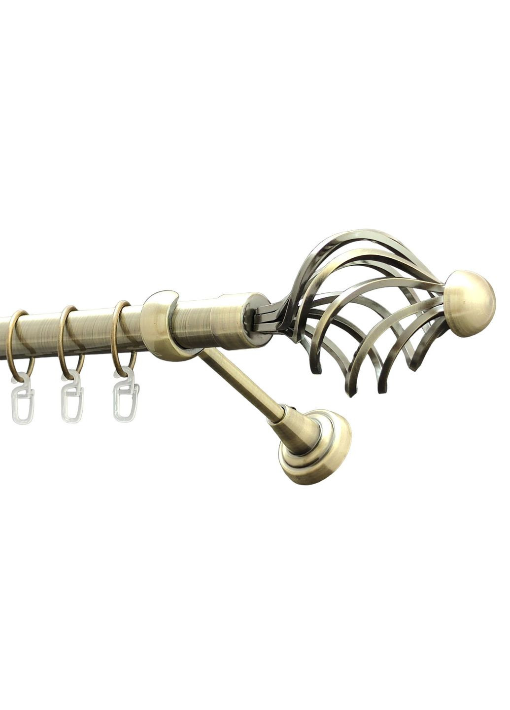 Карниз для штор Навона металлический однорядный гладкая труба кольцо металлическое Антик 25 мм 160см ORVIT (299335352)