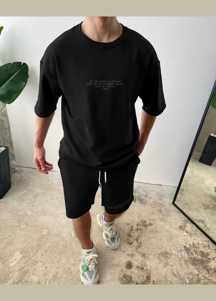 Черный летний мужской костюм с шортами Asi.Store.ua