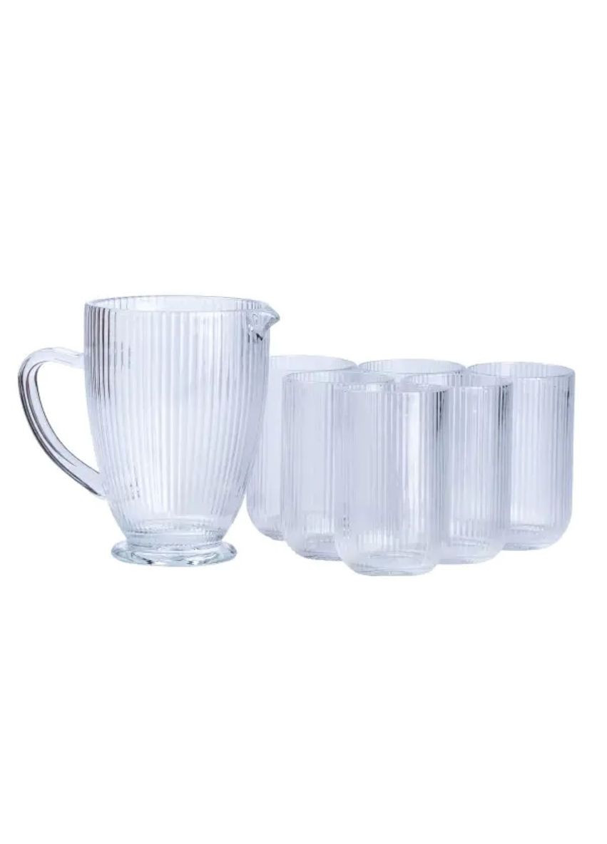 Набір скляний глечик і 6 склянок прозорий HP535 (A-032464) TS Kitchen (341307492)