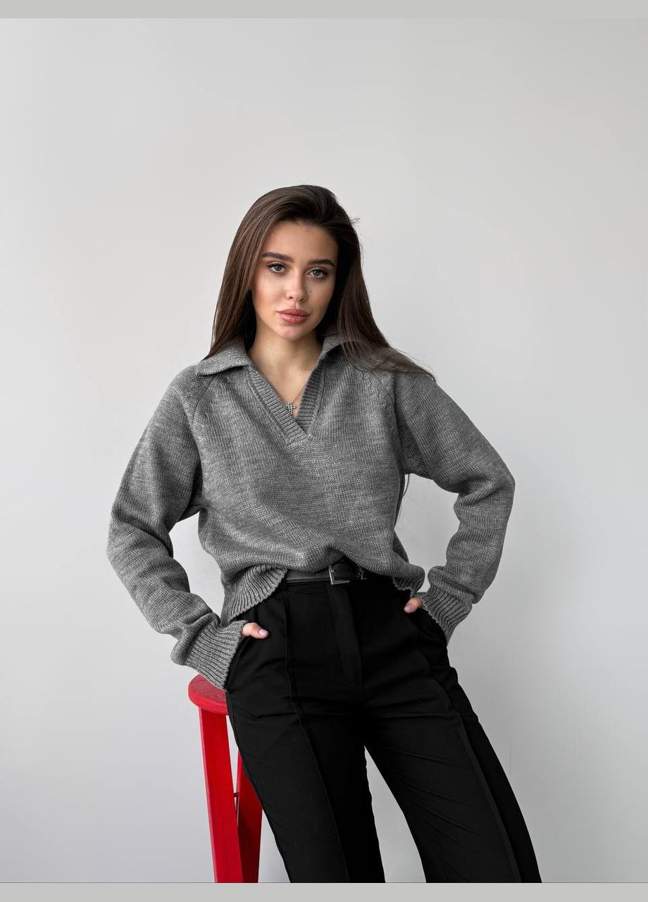 Жіночий светр-поло колір сірий р.42/46 450414 New Trend (282932942)