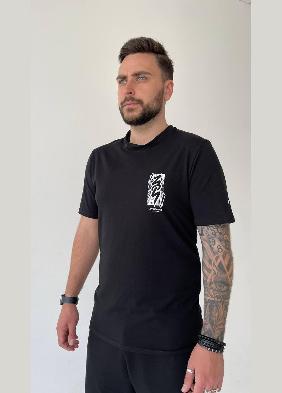 Черная легкая футболка с лого с коротким рукавом Vakko