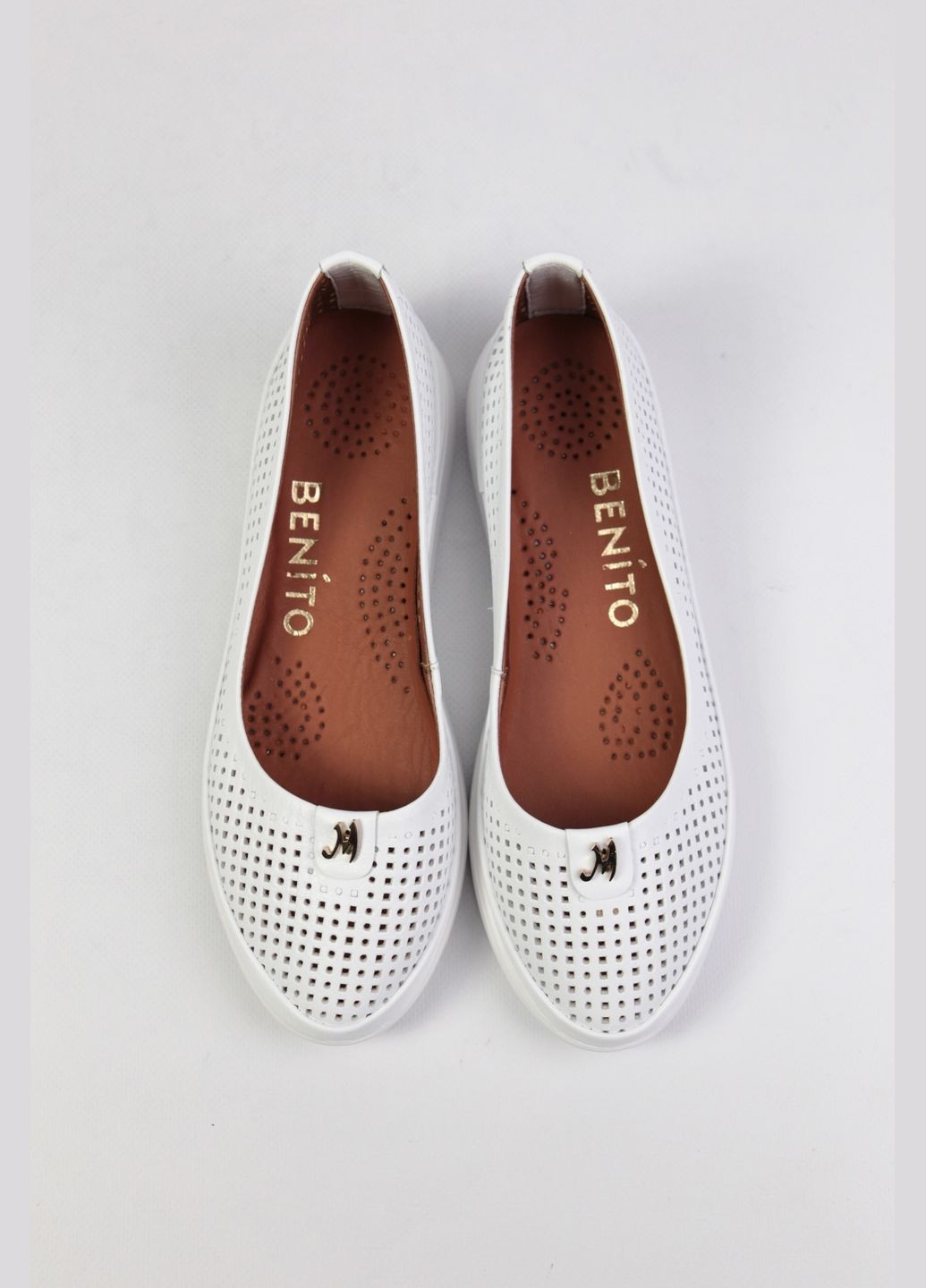 Женские балетки Benito | белые однотонные натуральная кожа (335007186)