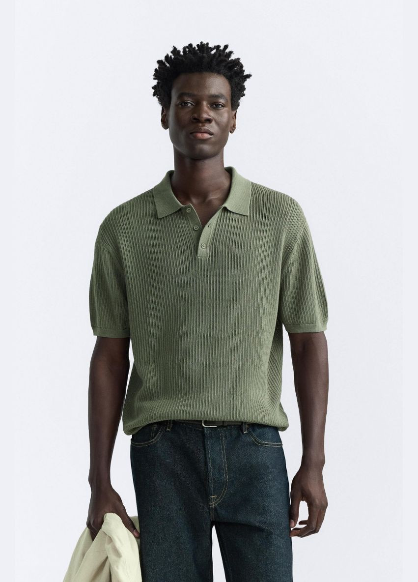 Футболка поло Zara лляна 2893/304 Greenish (316388637)