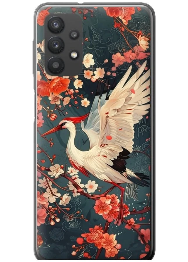 2D пластиковий чохол 'Сакура та лелека' для Endorphone Samsung Galaxy A32 A325F (291132617)