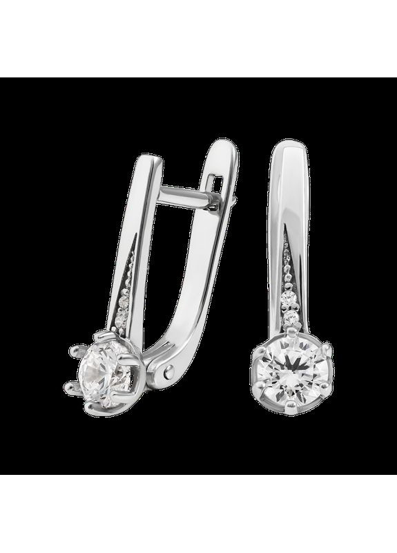 Комплект срібний з фіанітами різного розміру подвійна каблучка та сережки з англійським замком No Brand (354710661)