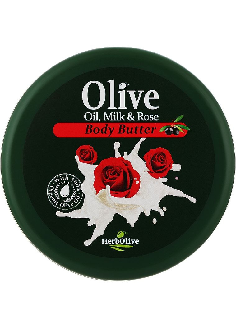 Масло для тела с молоком и экстрактом масла розы HerbOlive Olive Oil Milk & Rose Body Butter Madis (368652424)