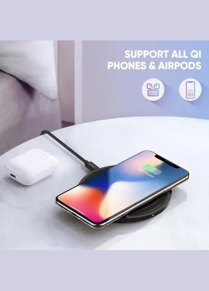 Бездротова зарядка ED032 10W Qi Wireless Charging Pad Чорний Ugreen (297331083)