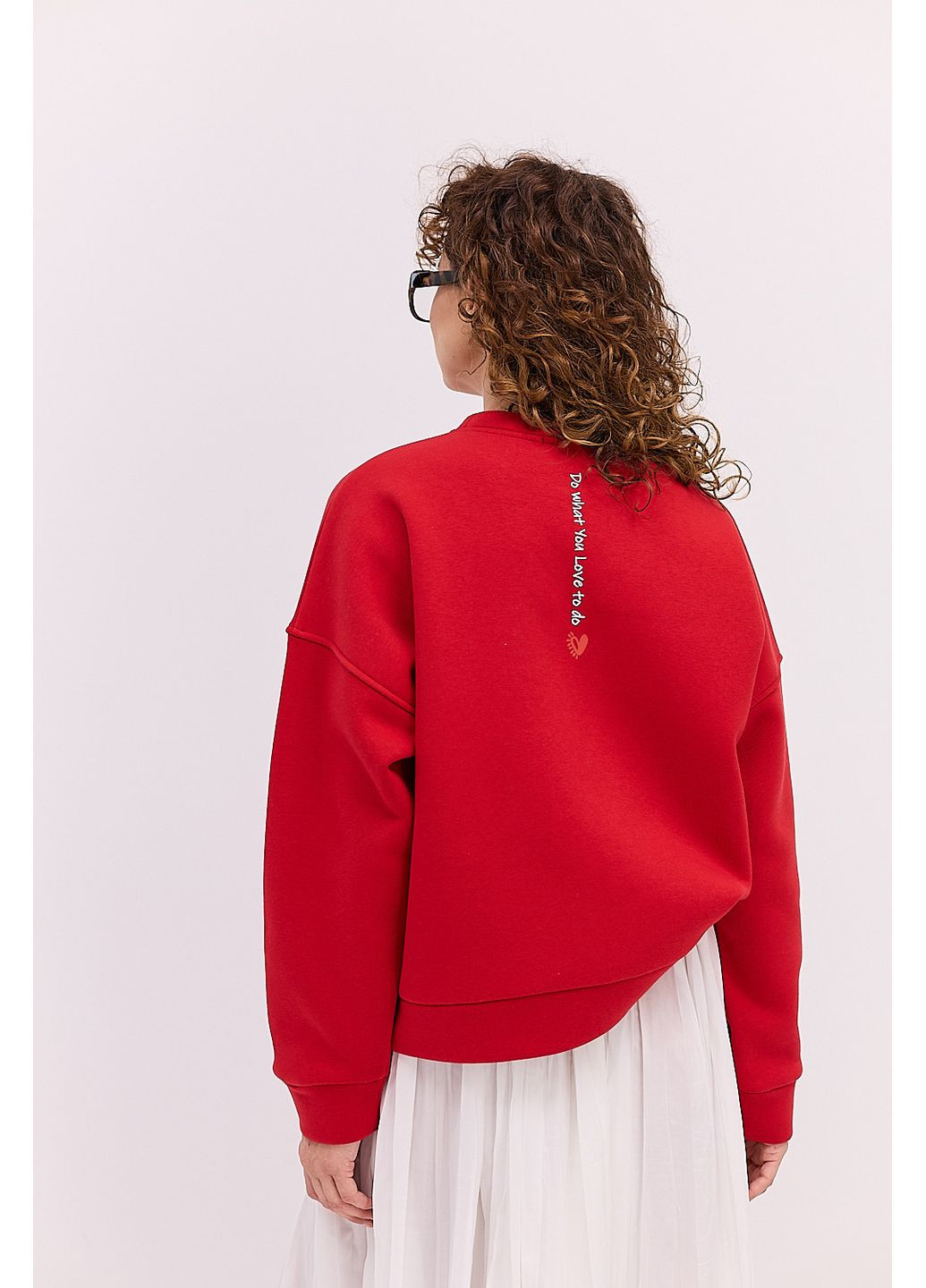 Красный утепленный женский свитшот коричневый с принтом на спине Arjen (361056629)