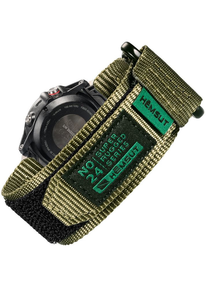 Ремінець для годинника HS121 Super Strong Nylon Garmin Green 22 mm Hemsut (365622285)