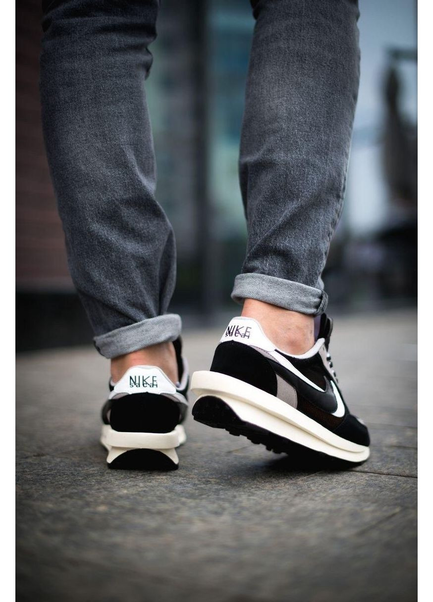 Чорні Осінні кросівки чоловічі nike ld waffle sacai black white 2 найк No Brand