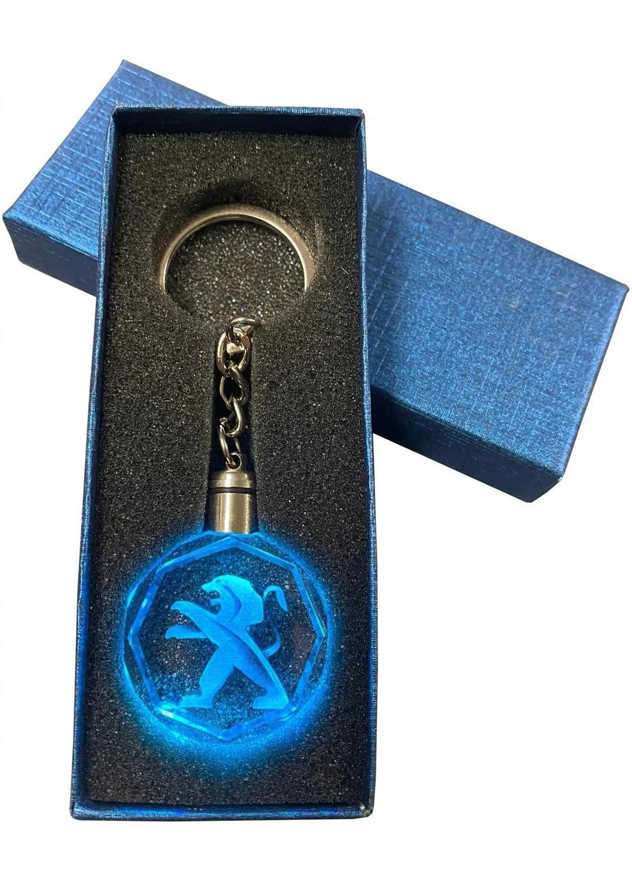 Брелок автомобильный на ключе Пежо авто брелок с логотипом Peugeot с подсветкой (R051065) GF (316093800)