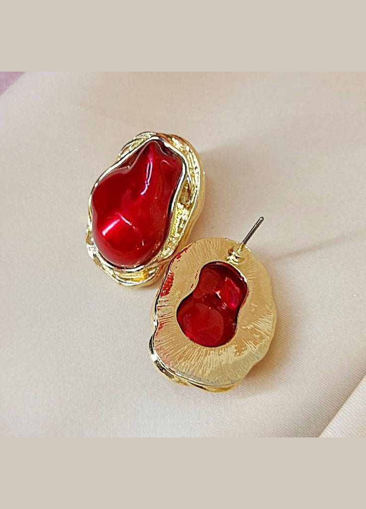 Женские сережки Большие барочные бусины Красные No Brand (334880537)