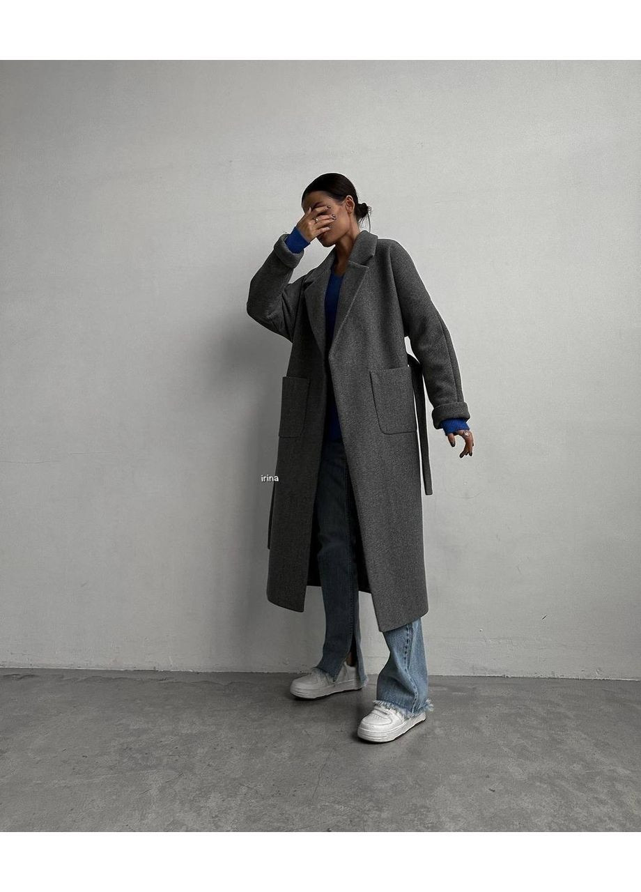 Графітове демісезонне Пальто з кашеміру No Brand