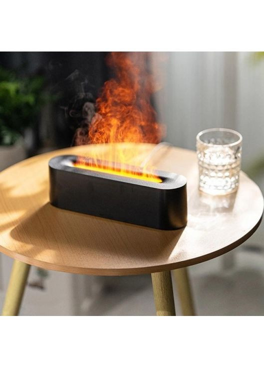 Зволожувач повітря аромадифузор портативний з ефектом полум'я 150 мл чорний для ароматизації та зволоження ProDobro (365443155)