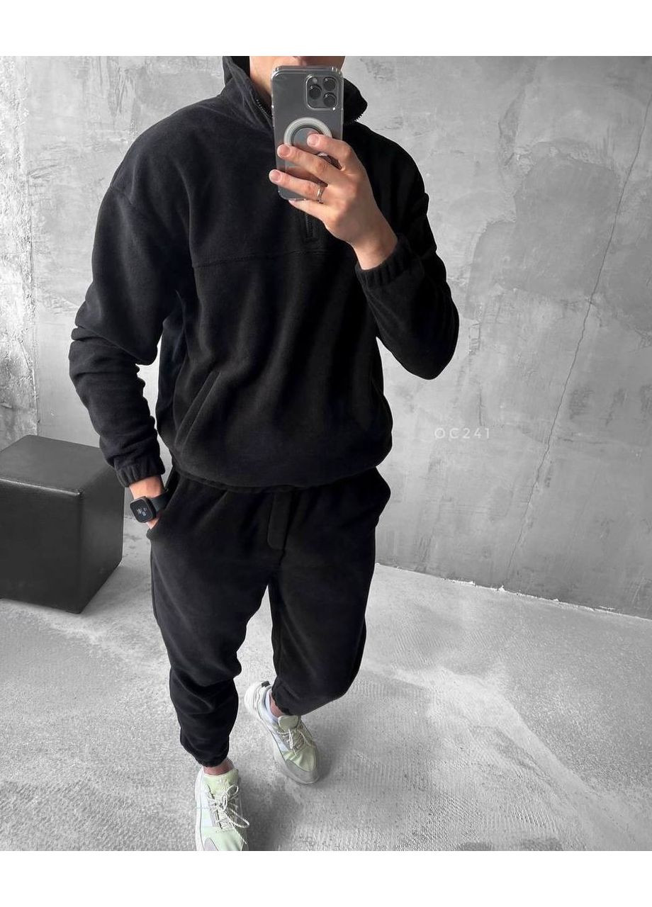 Черный костюм теплый турецкая ткань молния полар,двусторонний флис,штаны и кофта Україна