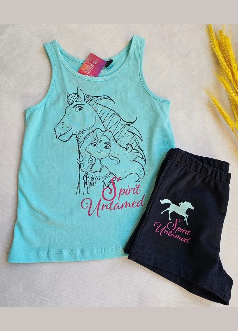 Блакитний літній набір майка та шорти для дівчаток Lupilu Майка та шорти