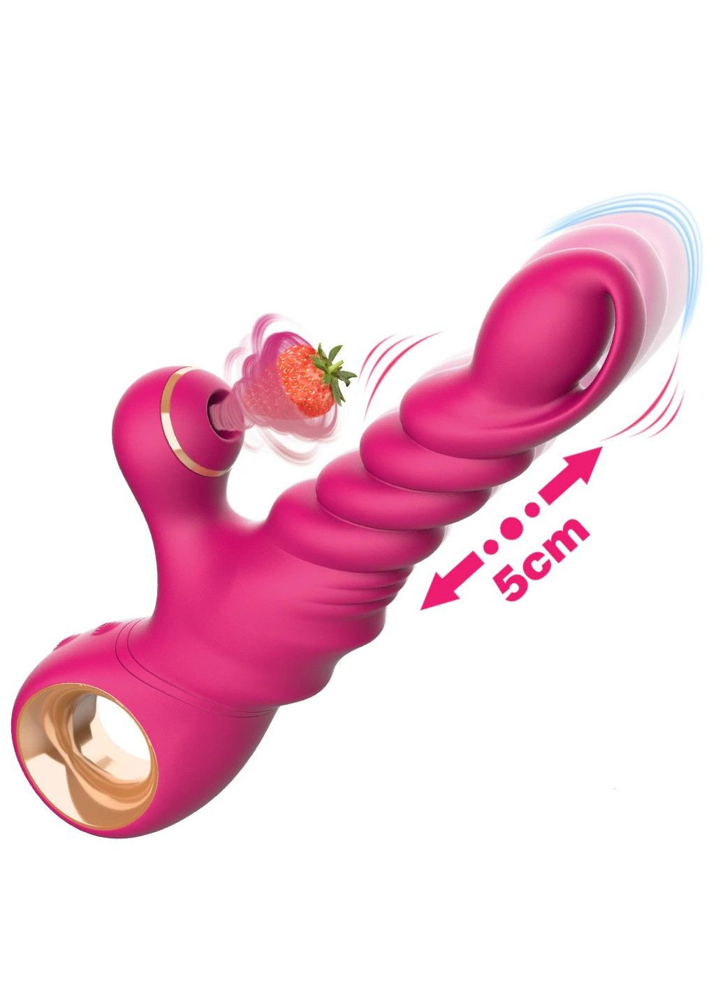 Многофункциональный вибратор с вакуумной стимуляцией, телескопическими движениями и подогревом (Розовый, USB) Pretty Love (284278438)