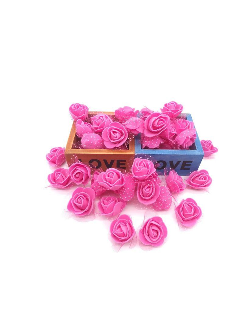 Головки цветов для рукоделия с фатином 50 штук 3 см малиновый Jannet квіти (330758711)