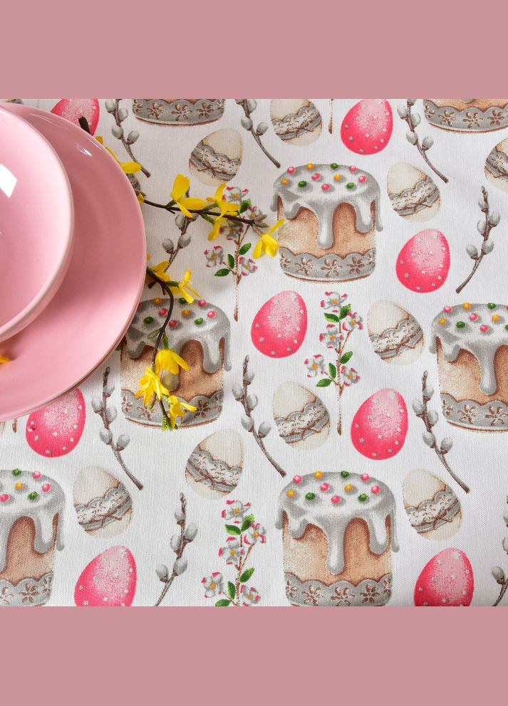 Скатертина 170х260 см – бавовняна скатертина з водовідштовхувальним покриттям, великодній принт святкова IDEIA (334726441)