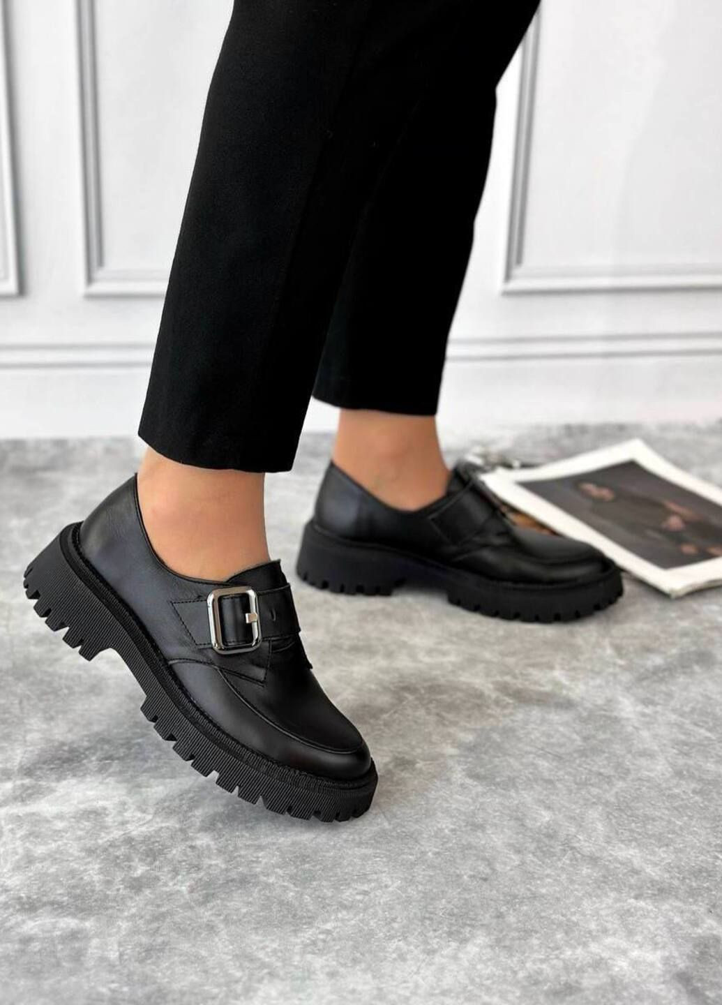 No Brand Лофери жіночі шкіряні лофери чорний з натуральна шкіра, — демісезон (317752998)