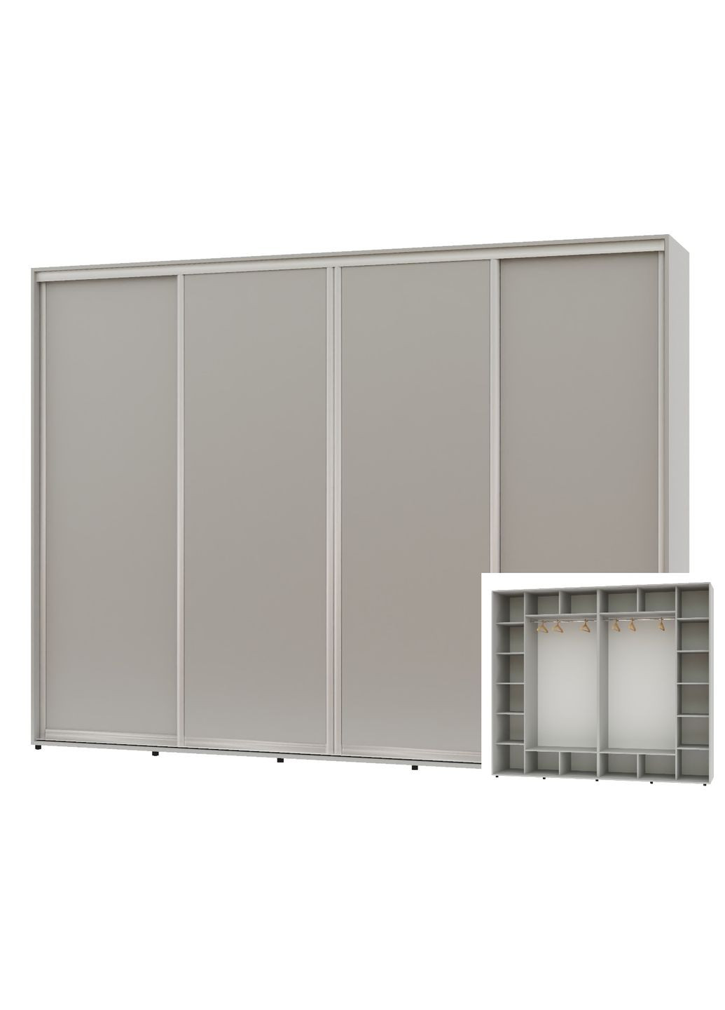 Шафа-купе чотиридверна 300*60*250 Сірий 4 двері ДСП Алекса (360440363)
