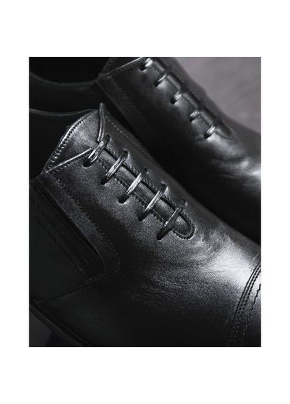 Черные классические кожаные туфли (имитация шнуровки) украина р. (vm-446602) Vm-Villomi