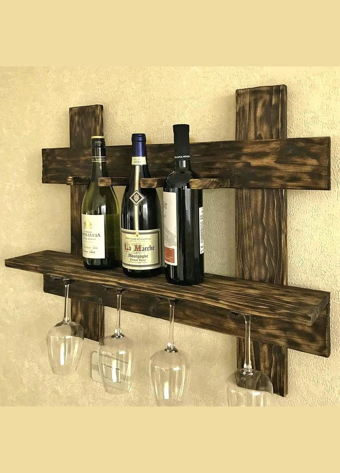 Настінна винна полиця з дерева Камікава мустанг (ПНК-011629) No Brand (327426139)