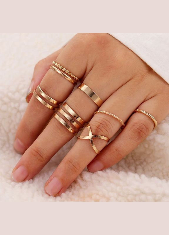 Набір жіночих кілець каблучок 8 шт. комплект перстні на фаланги кісточки No Brand (340463692)