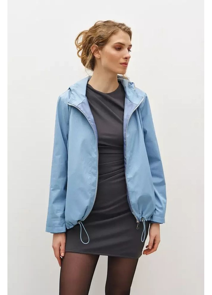Блакитна вітровка жіноча блакитна легка з капюшоном mkrm4241-1 Rica Mare