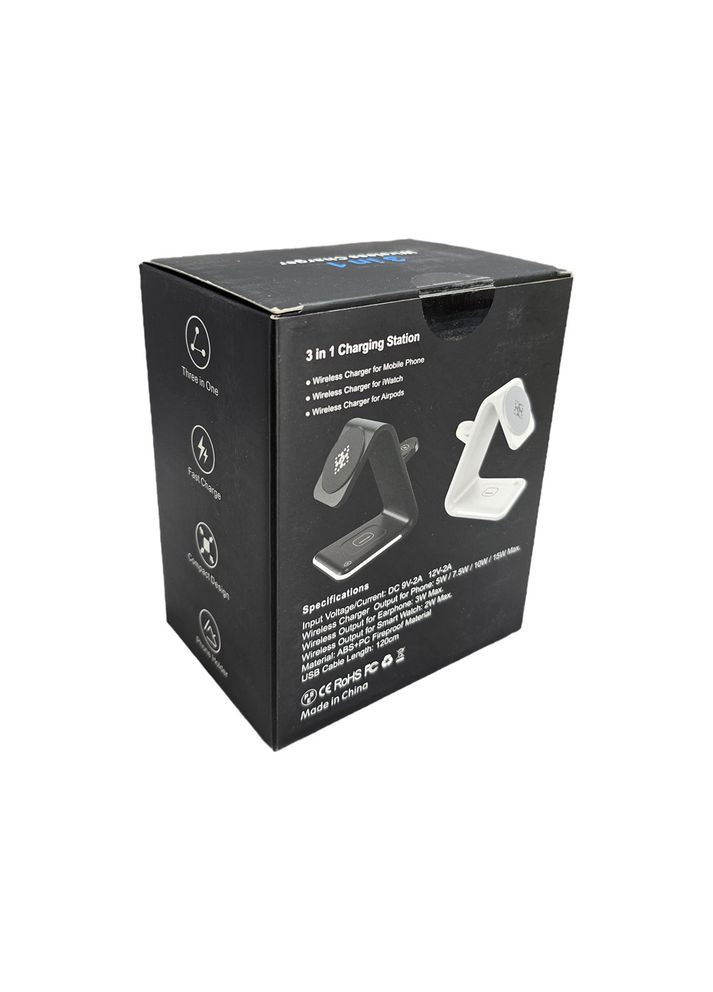 Магнітна бездротова зарядка 3 в 1 QC 3.0 15 Вт підходить для телефону, iWatch, AirPods ( код: WCS3O ) Power (325449339)